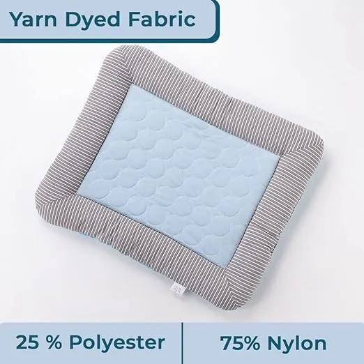 Petvit Rectangular Dog & Cat Bed|Yarn Dyed Oxford Cloth|Nylon and Polyester with Cotton Filling|Self-Cooling Bed for Dog & Cat|Small Light-Weight & Durable Dog Bed|ZQCJ005B-S|Blue