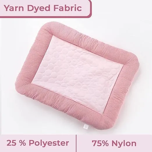 Petvit Rectangular Dog & Cat Bed|Yarn Dyed Oxford Cloth|Nylon and Polyester with Cotton Filling|Self-Cooling Bed for Dog & Cat|Small Light-Weight & Durable Dog Bed|ZQCJ005P-L|Pink