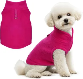 Rbenxia Rose Red Dog Sweater with Leash Ring Soft Fleece Vest Pullover Warm Jacket Pet Clothes Winter Outfits for Small Puppy Cat Pets