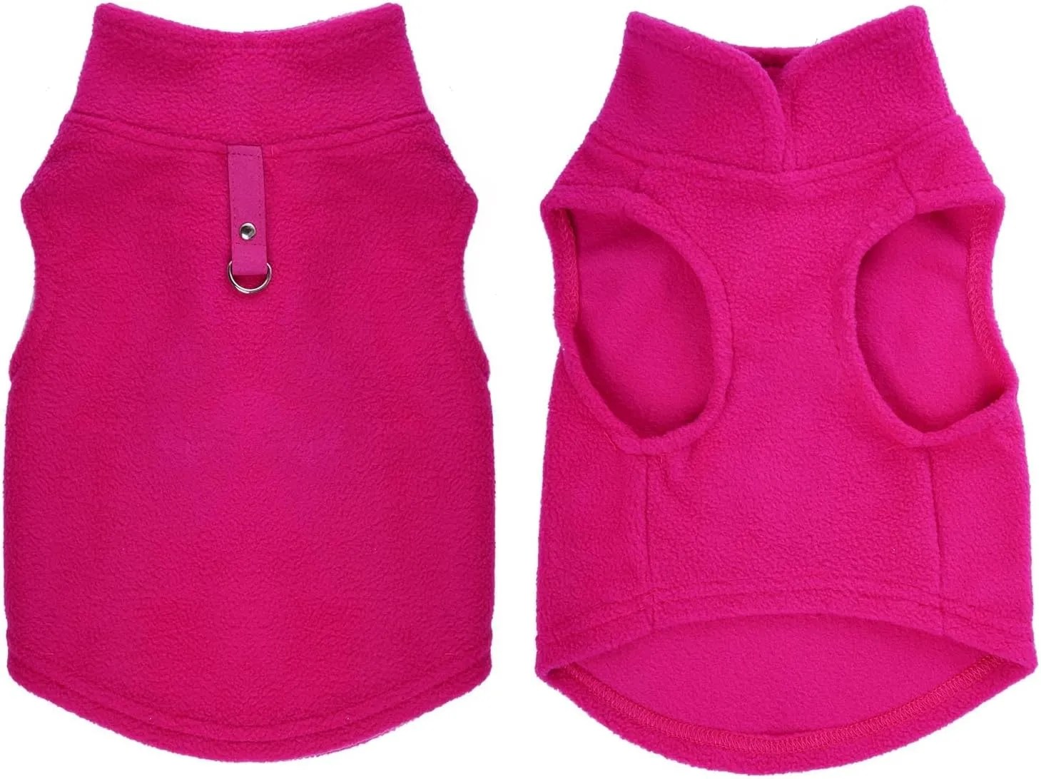 Rbenxia Rose Red Dog Sweater with Leash Ring Soft Fleece Vest Pullover Warm Jacket Pet Clothes Winter Outfits for Small Puppy Cat Pets