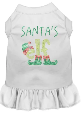Santa's Elf Rhinestone Dog Dress White Lg (14)