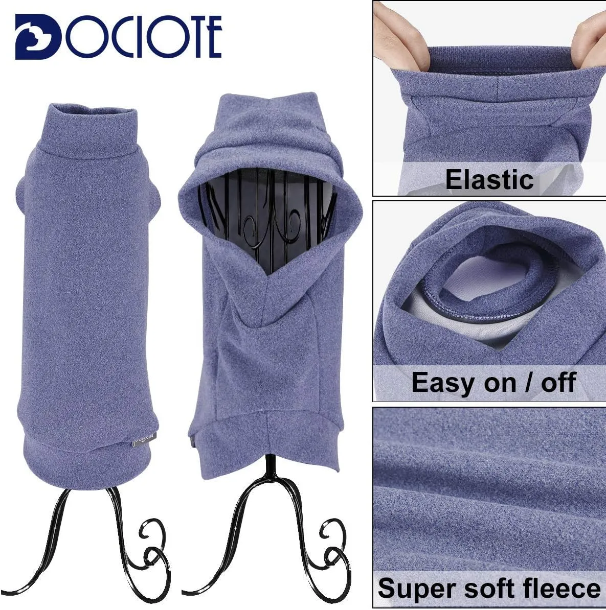 Small Dogs Fleece Dog Sweatshirt - Cold Weather Hoodies Spring Soft Vest Thickening Warm Cat Sweater Puppy Clothes Sweater Winter Sweatshirt Pet Pajamas for Small Dog Cat Puppy Medium, Grayish Purple