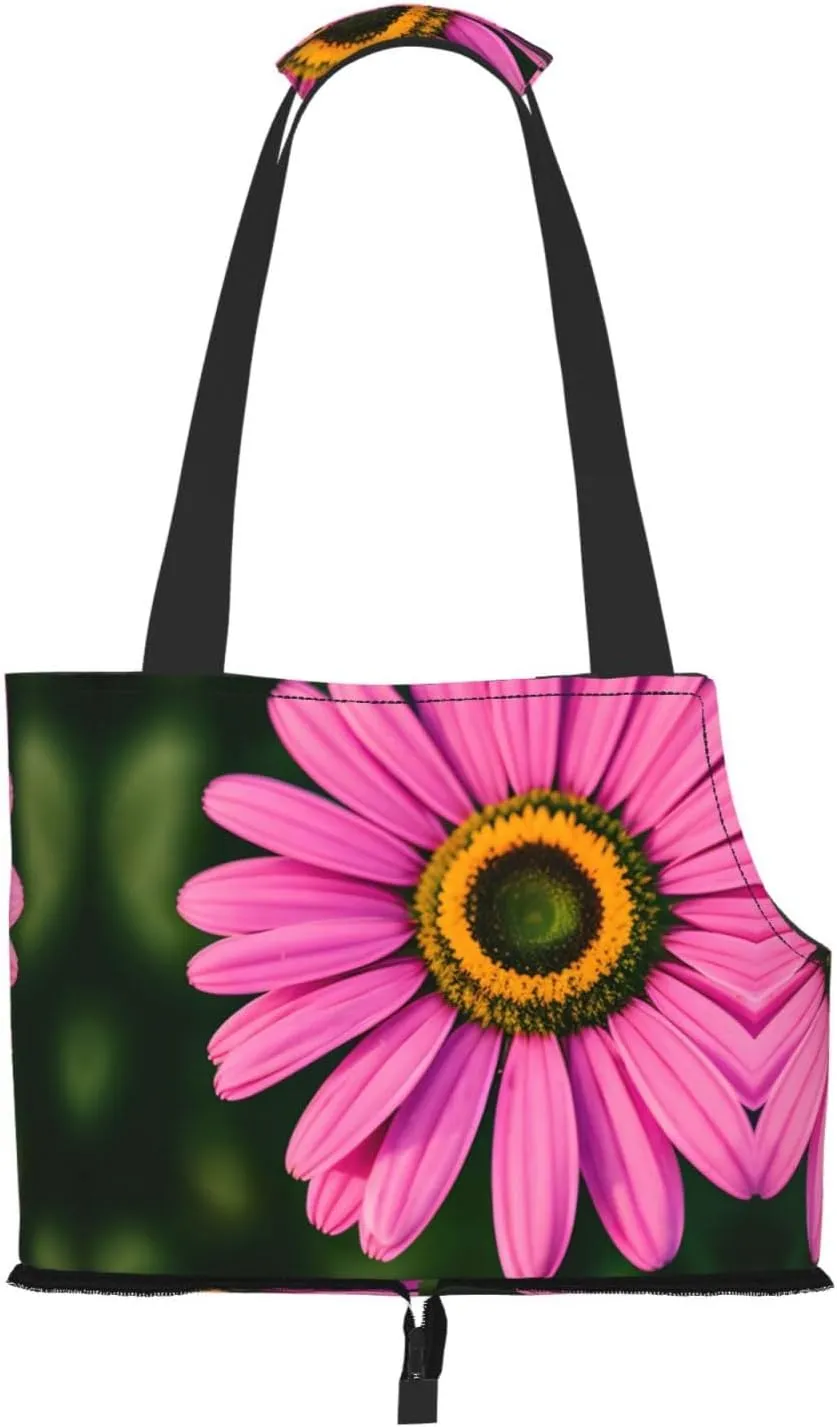 Soft Sided Collapsible Pet Travel Carrier for Medium Cats and Puppy, for Subway/Shopping/Hiking,Beauty Daisy Print
