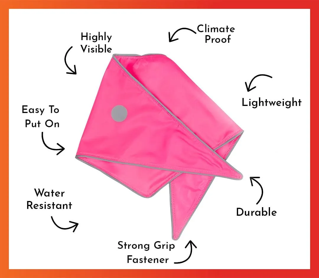 SPOT THE DOG! Reflective Dog Bandanas - High Visibility Tie-On Safety Dog Accessories for Small, Large Dogs, Orange Collar, Scarf, Kerchief, Bib for Hunting, Camping, Walking at Night (Neon Pink, M)