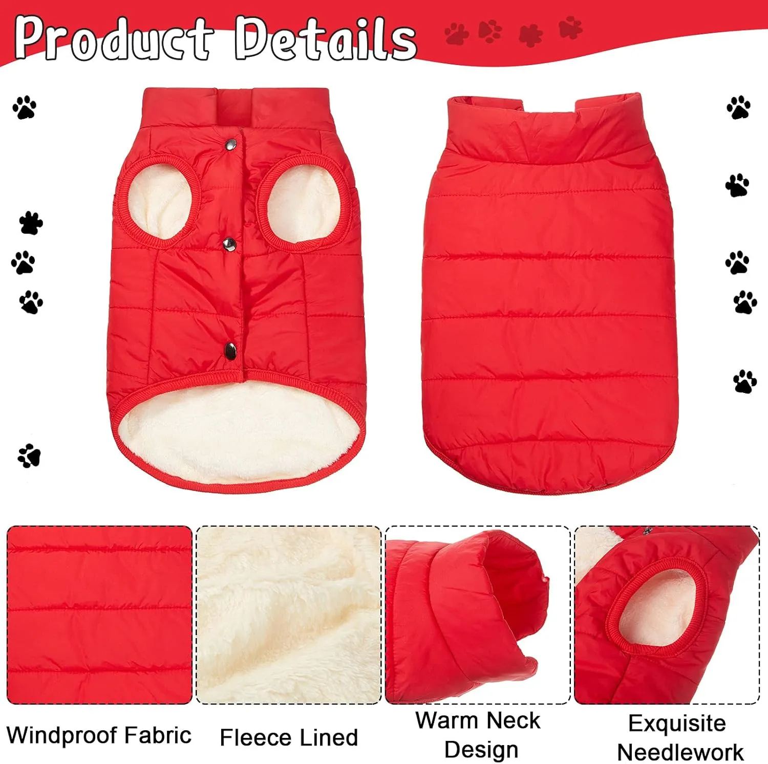 Syhood 2 Pieces Dog Jacket 2 Layers Fleece Lined Dog Jacket Warm Soft Windproof Small Pet Coat for Winter Cold Weather(Medium,Navy, Red)
