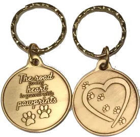 The Road To My Heart Is Paved With Paw Prints Small Hearts Paw Print Keychain Dog Cat Gift
