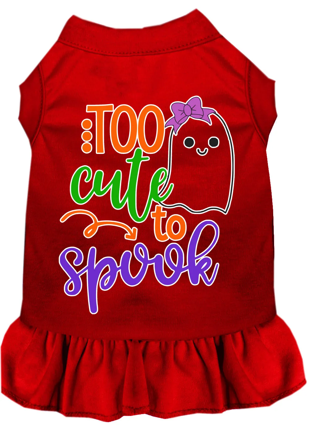 Too Cute To Spook-girly Ghost Screen Print Dog Dress Red Med