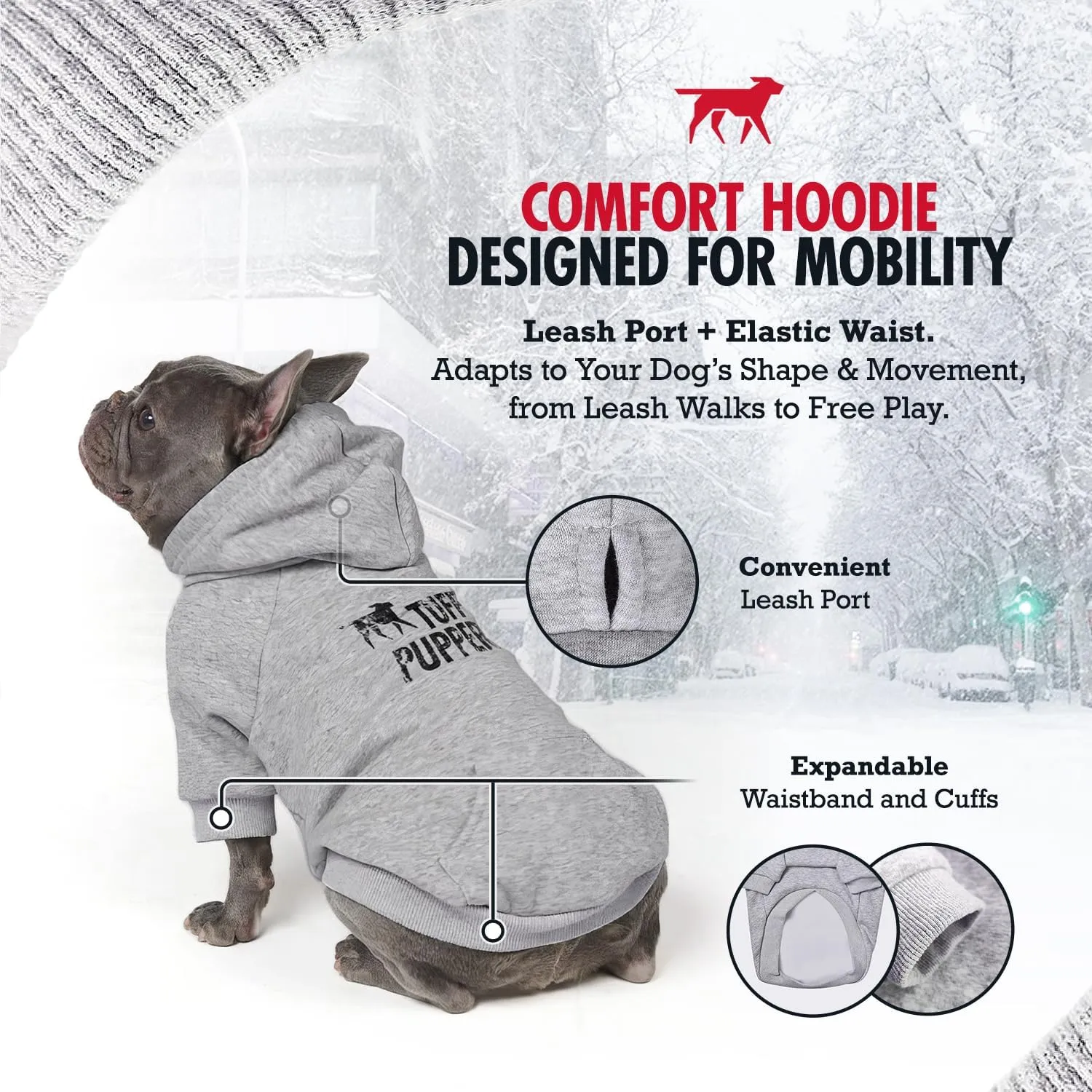Tuff Pupper Dog Hoodie | Premium Quality 100% Organic Cotton | Ultra Soft Interior for Superior Comfort | Elastic Cuffs & Drawstring for Warmth | Stretch Fit Suitable for All Breeds (Gray, 4XL)