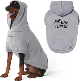 Tuff Pupper Dog Hoodie | Premium Quality 100% Organic Cotton | Ultra Soft Interior for Superior Comfort | Elastic Cuffs & Drawstring for Warmth | Stretch Fit Suitable for All Breeds (Gray, 4XL)