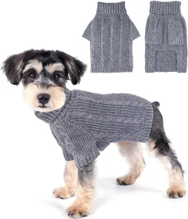 Turtleneck Dog Sweaters Dog Clothes for Small Dogs Dog Knitted Warm Sweater Puppy Cold Weather Clothes Small Dog Pullover Sweater Fall Winter Doggie Outfits Cat Apparel (Grey, Large)