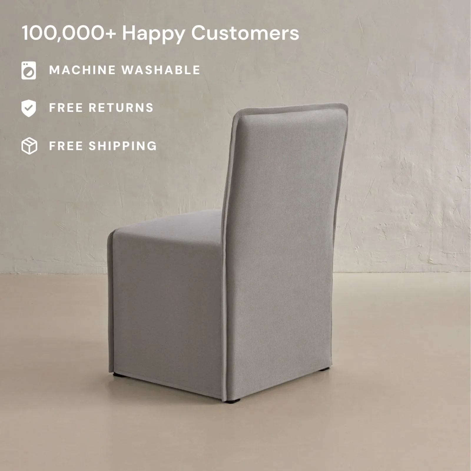 Washable Upholstered Dining Chair | 15" Back Height in Pumice (Set of 2)