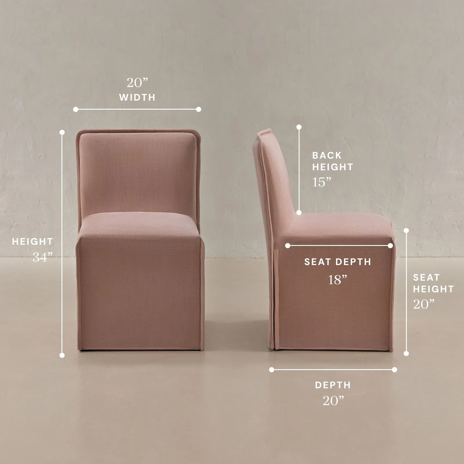 Washable Upholstered Dining Chair | 15" Back Height in Sakura (Set of 2)