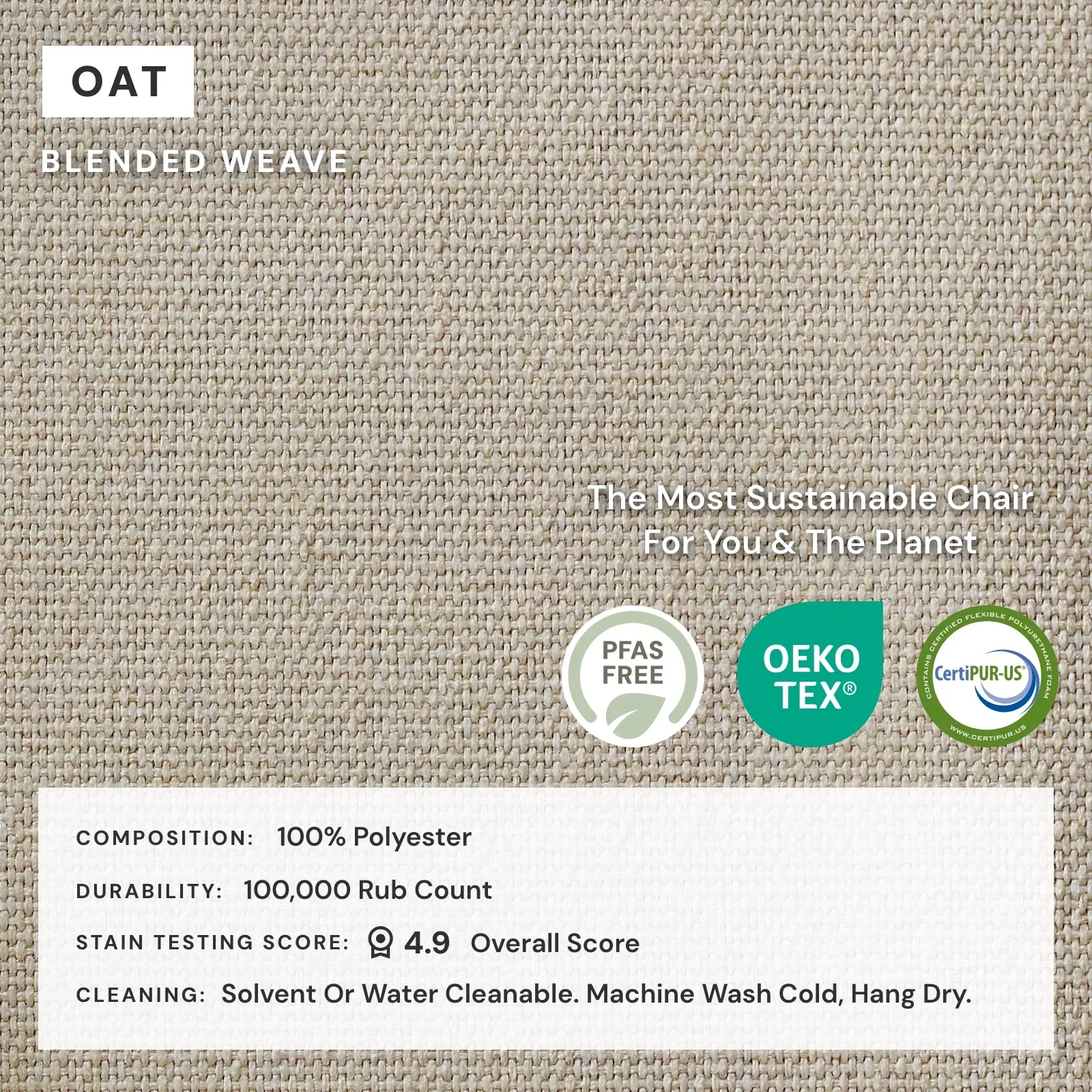 Washable Upholstered Dining Chair | 19” Back Height in Oat