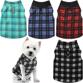 Weewooday 4 Pieces Winter Fabric Dog Sweaters with Leash Ring Soft Fleece Vest Pullover Pet Jacket Warm Dog Clothes Coats for Pet Puppy Cats Chihuahua(S(Neck:10.2-11 Chest:13.8-14.7))