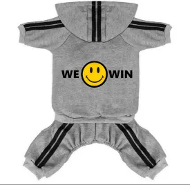 Weowin Pet Outfit - Cute Dog Hoodies Sweatshirt Tracksuit Clothes Jumpsuit Pajamas 4-Legs Grey for Puppy Small Medium Large Giant Dogs Girl or Boy (Large)