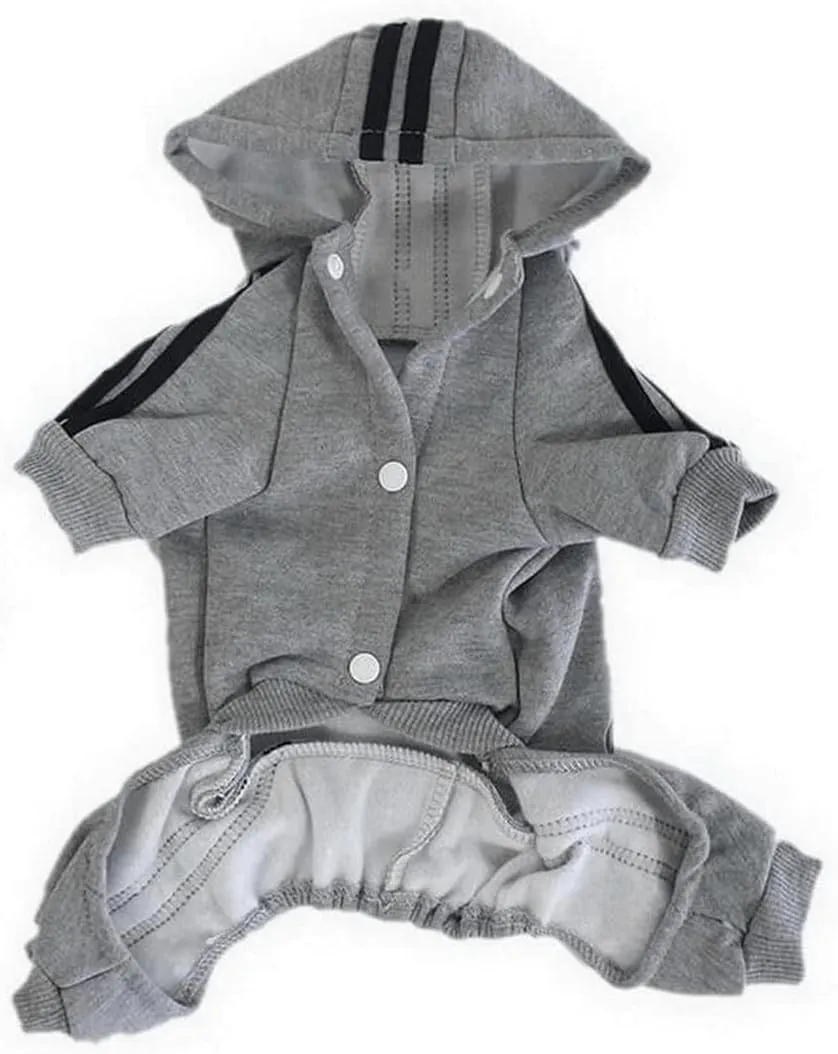 Weowin Pet Outfit - Cute Dog Hoodies Sweatshirt Tracksuit Clothes Jumpsuit Pajamas 4-Legs Grey for Puppy Small Medium Large Giant Dogs Girl or Boy (Large)